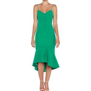 BARDOT Women's Green Lisandra Hi-Low Flounce Midi